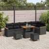 vidaXL Conjunto de sof&aacute;s de jard&iacute;n 9 pcs Negro rat&aacute;n sint&eacute;tico
