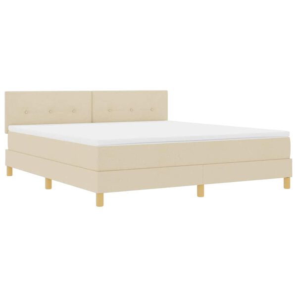 vidaXL Cama tipo Box Spring con colch&oacute;n Crema 180 x 200 cm tela
