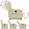 vidaXL Sill&oacute;n reclinable de masaje elevable cuero aut&eacute;ntico crema