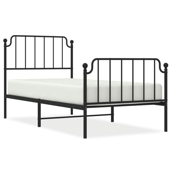 vidaXL Estructura cama sin colch&oacute;n con estribo metal negro 90x200 cm