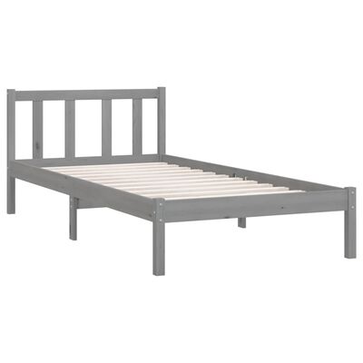 vidaXL Estructura de cama de madera maciza de pino gris 90x200 cm