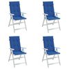vidaXL Coj&iacute;n silla de jard&iacute;n respaldo alto 4 uds tela azul 120x50x3 cm