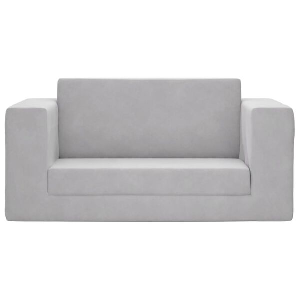 vidaXL Sof&aacute; cama de ni&ntilde;os 2 plazas felpa suave gris claro