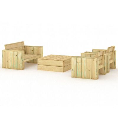 vidaXL Set de muebles de jardín 4 pzas madera maciza pino impregnada