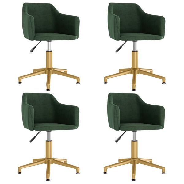 vidaXL Sillas de comedor giratorias 4 uds terciopelo verde oscuro