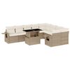 vidaXL Juego de sof&aacute;s jard&iacute;n con cojines beige 10 pzas rat&aacute;n sint&eacute;tico