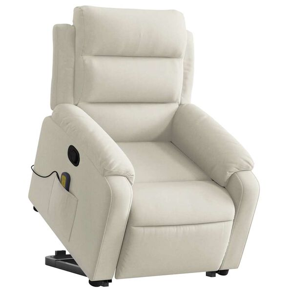 vidaXL Sill&oacute;n reclinable de masaje elevable terciopelo crema
