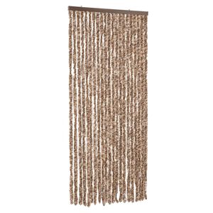vidaXL Cortina antimoscas chenilla beige y marr&oacute;n oscuro 90x200 cm
