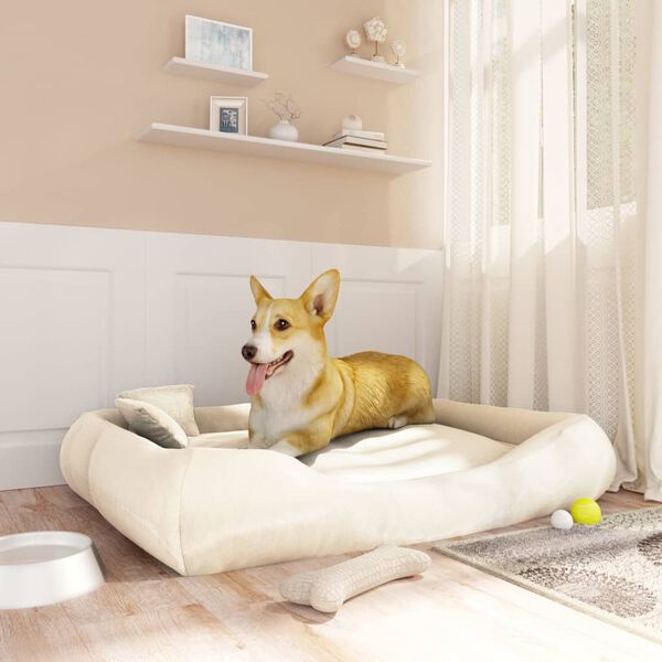 vidaXL Coj&iacute;n para perros con almohadas tela oxford beige 115x100x20 cm
