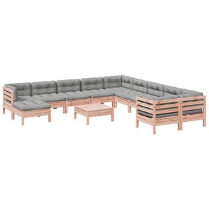 vidaXL Set de sof&aacute;s jard&iacute;n 12 pzas con cojines madera de abeto Douglas