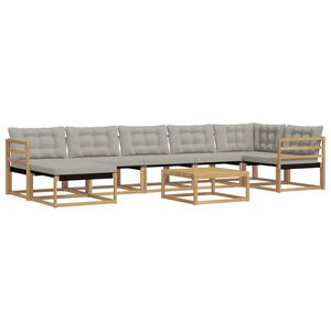 vidaXL Conjunto de sof&aacute;s de exterior 8 uds. Blanco y Gris Claro