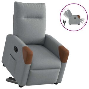 vidaXL Sill&oacute;n el&eacute;ctrico reclinable elevable de tela gris claro