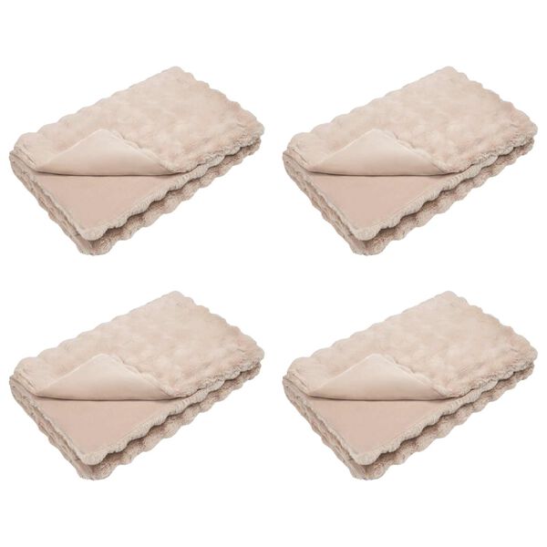 vidaXL Manta de Piel de Conejo Sintética 4 pcs Beige 130 x 150 cm