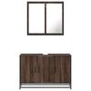 vidaXL Set de muebles ba&ntilde;o 2 pzas madera contrachapada marr&oacute;n roble