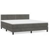 vidaXL Cama box spring con colch&oacute;n terciopelo gris oscuro 160x200 cm