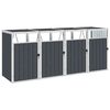 vidaXL Cobertizo cu&aacute;druple cubo basura acero antracita 286x81x121 cm