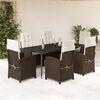 vidaXL Set comedor de jard&iacute;n 7 pzas con cojines rat&aacute;n sint&eacute;tico marr&oacute;n