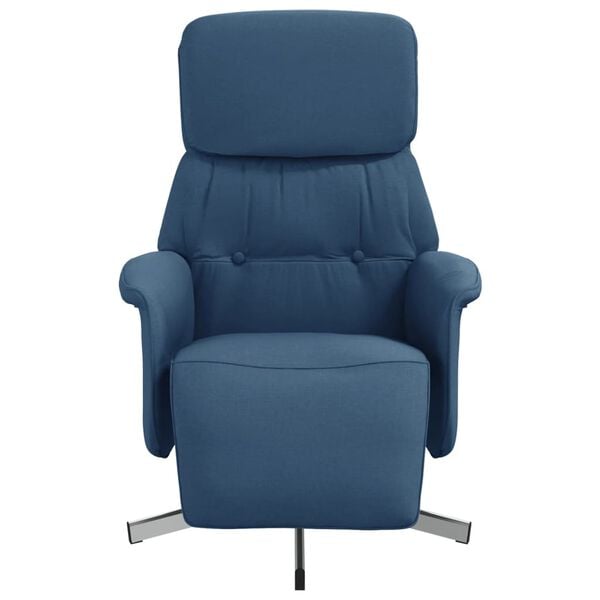 vidaXL Sill&oacute;n reclinable con reposapi&eacute;s tela azul