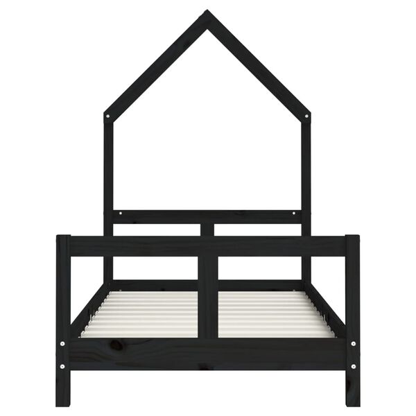 vidaXL Estructura de cama para ni&ntilde;os madera de pino negro 80x160 cm