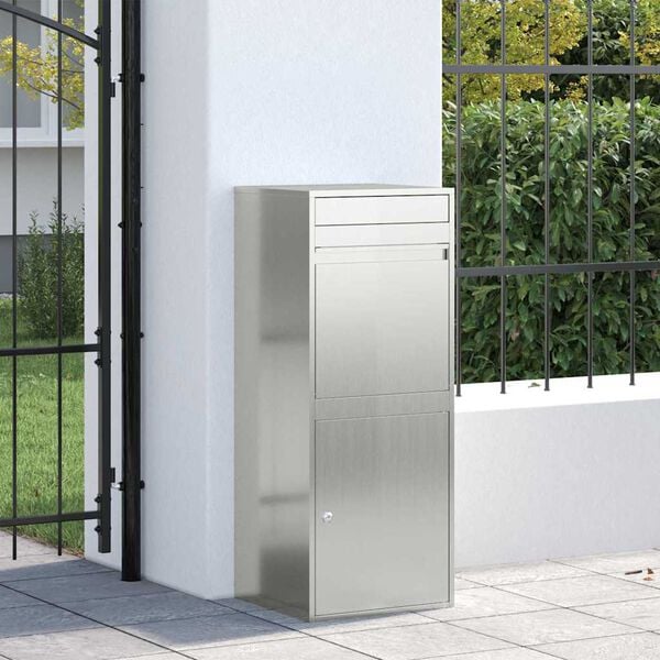 vidaXL Caja de entrega de paquetes con puerta Negro 41 x 38 x 103 cm