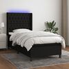 vidaXL Cama box spring colch&oacute;n y luces LED tela negro 90x190 cm