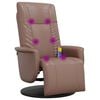 vidaXL Sill&oacute;n reclinable masaje con reposapi&eacute;s cuero sint&eacute;tico marr&oacute;n