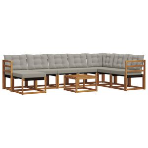 vidaXL Conjunto de sof&aacute;s de exterior 9 pcs Gris Natural y Claro