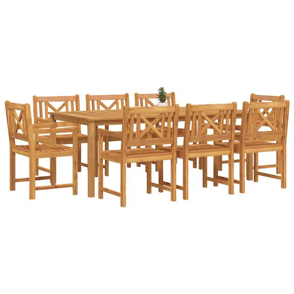 vidaXL Conjunto de Comedor de Jard&iacute;n 9 pcs Marr&oacute;n