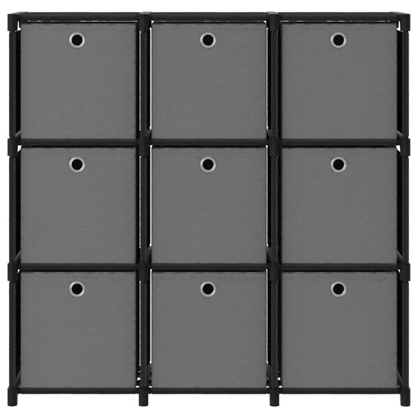 vidaXL Estanter&iacute;a de 9 cubos con cajas de tela negro 103x30x107,5 cm