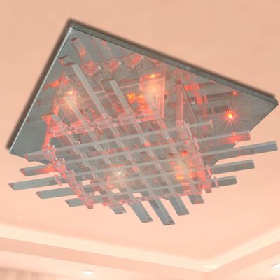 vidaXL Lámpara de techo cuadrada LED multicolor con tiras de cristal