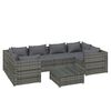 vidaXL Set de sof&aacute;s de jard&iacute;n 7 piezas y cojines rat&aacute;n sint&eacute;tico gris