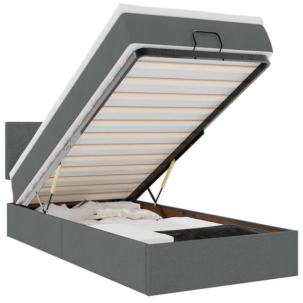 vidaXL Estructura cama otomana colch&oacute;n tela gris oscuro