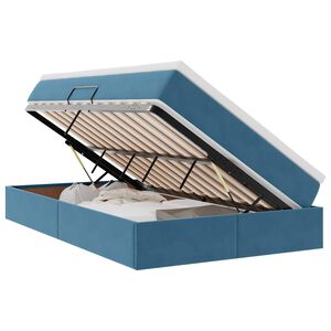 vidaXL Cama con almacenamiento y colch&oacute;n Azul 120 x 190 cm Terciopelo