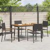 vidaXL Conjunto de Comedor de Jard&iacute;n 5 pcs Negro rat&aacute;n sint&eacute;tico
