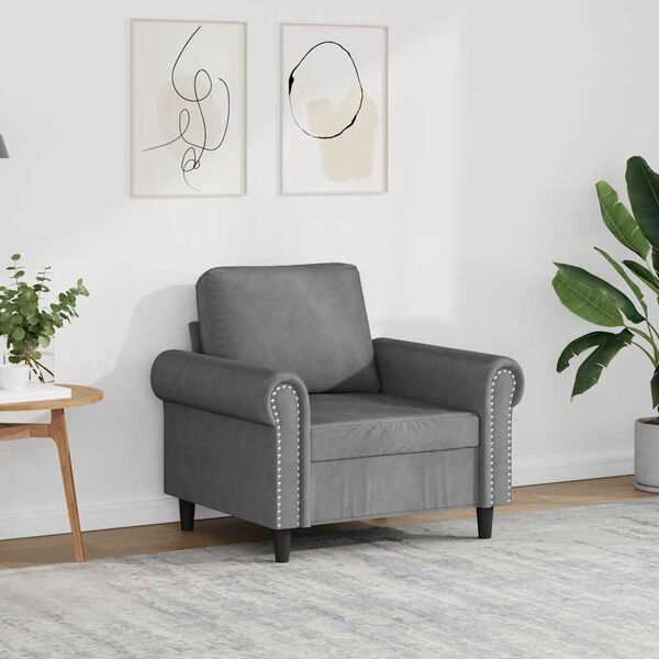 vidaXL Sill&oacute;n de terciopelo gris oscuro 60 cm