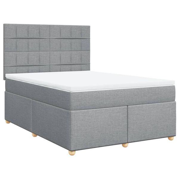 vidaXL Cama box spring con colch&oacute;n tela gris claro 140x200 cm