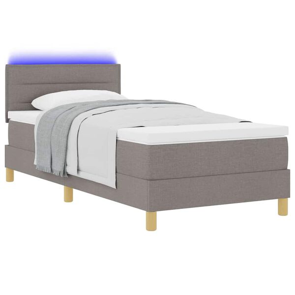vidaXL Cama Box Spring LED con colch&oacute;n con LED Taup&eacute; 80 x 200 cm tela