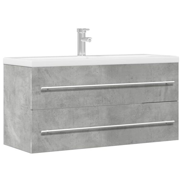vidaXL Armario para lavabo contrachapada gris hormig&oacute;n 100x38,5x48 cm