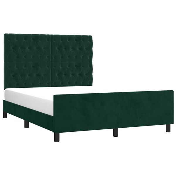 vidaXL Estructura cama sin colch&oacute;n terciopelo verde oscuro 140x200 cm