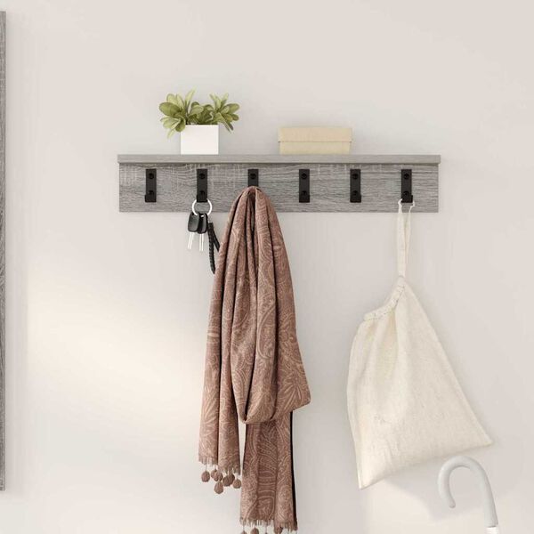 vidaXL Perchero de pared Gris Sonoma 60 x 10,5 x 10,5 cm