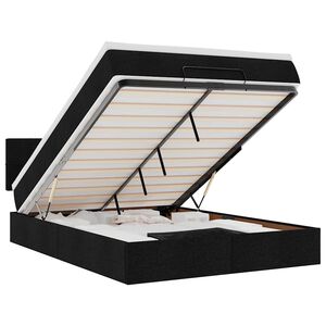 vidaXL Cama otomana con colch&oacute;n tela negra 140x200 cm