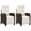 vidaXL Sillones reclinables jard&iacute;n y reposapi&eacute;s 2 uds rat&aacute;n PE marr&oacute;n