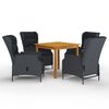 vidaXL Juego de comedor para jard&iacute;n de 5 piezas gris oscuro