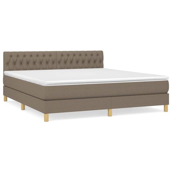 vidaXL Cama box spring con colch&oacute;n tela gris taupe 180x200 cm