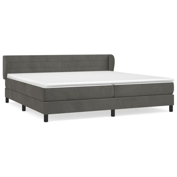 vidaXL Cama box spring con colch&oacute;n terciopelo gris oscuro 200x200 cm