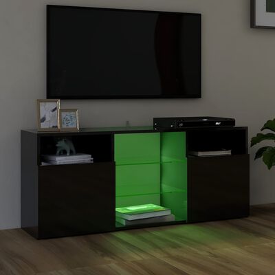 vidaXL Mueble de TV con luces LED negro brillante 120x30x50 cm