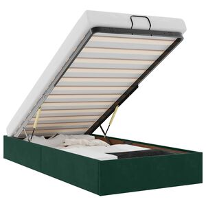 vidaXL Estructura de cama otomana sin colch&oacute;n terciopelo verde oscuro