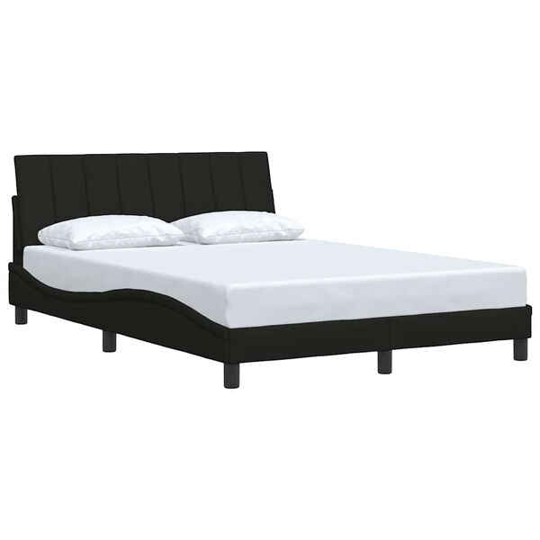 vidaXL Estructura de cama sin colch&oacute;n Hanko tela negro 140x200 cm