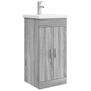 vidaXL Vanidad de ba&ntilde;o con lavabo Sonoma gris 42 x 40 x 84,5 cm