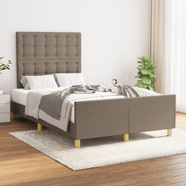 vidaXL Estructura de cama sin colch&oacute;n tela gris taupe 120x200 cm